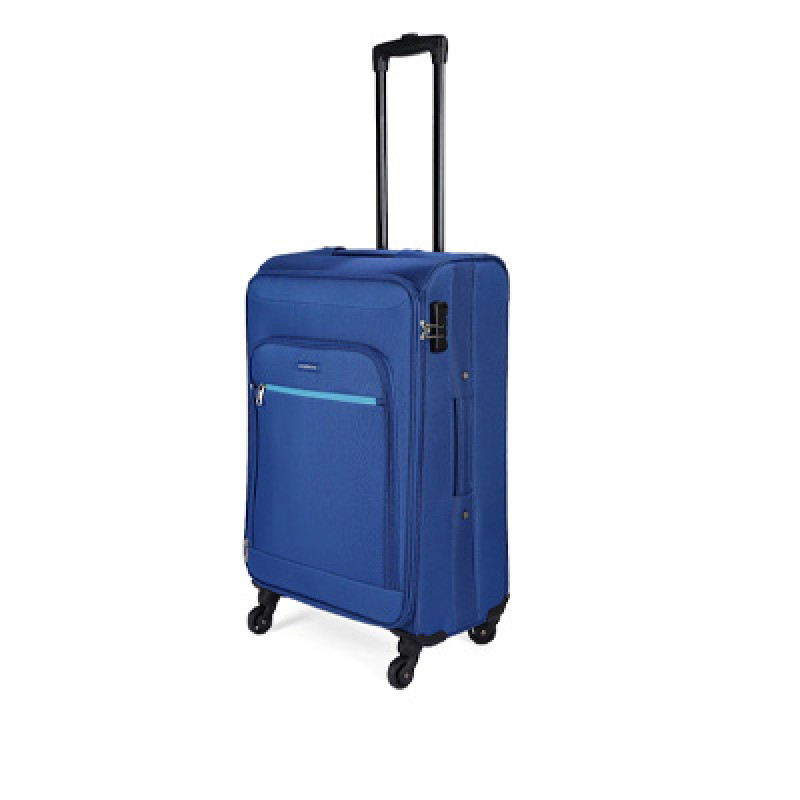 Unisex Bright Blue Solid Nile Exp Strolly  Medium Luggage Trolley Suitcase