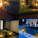 Pack Of 2 Black Solar Mashaal Flame 96 LED Outdoor Lamp