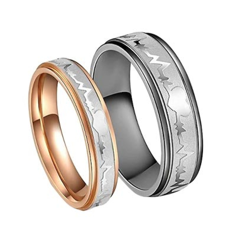 Unisex Rose Gold & Silver-Plated Stainless Steel Adjustable Couple Finger Ring