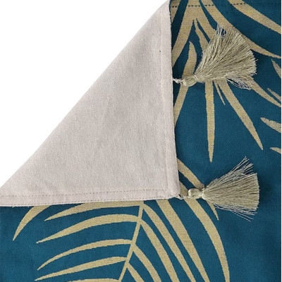 Blue & Gold-Toned Foil Printed Cotton Table Runners