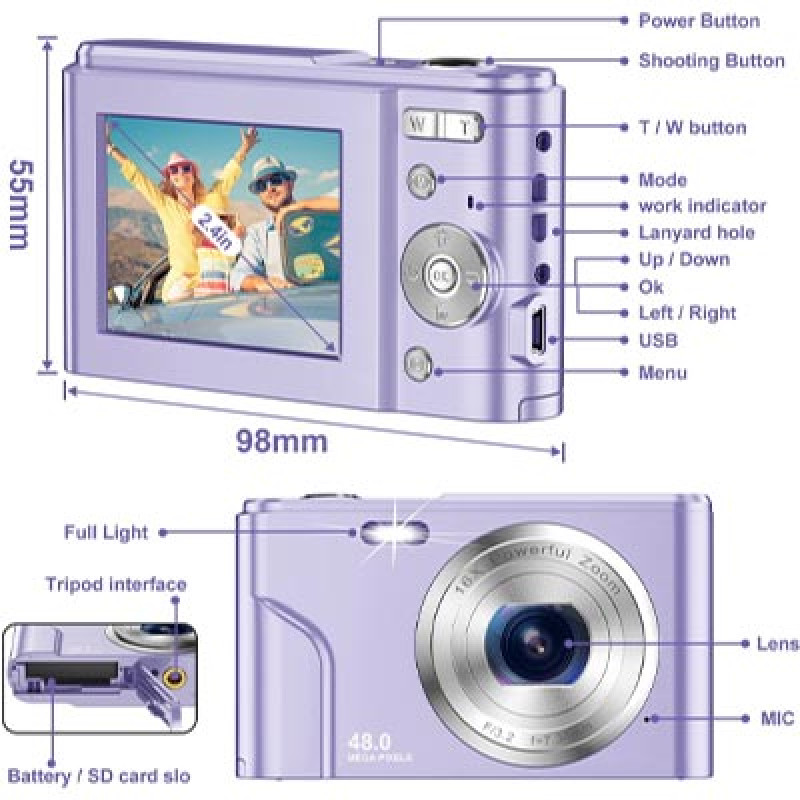 1080P 48MP Kids Camera with 32GB SD Card,
