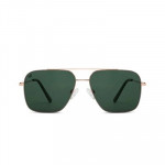 Green Lens & Gold-Toned Full Rim Aviator Sunglasses