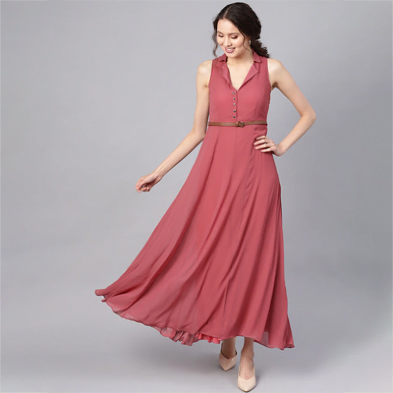 Rose Pleated Maxi Dress