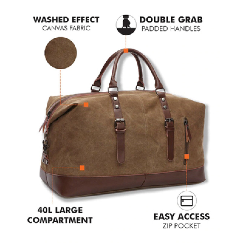 Brown Solid Travel Duffel Bag