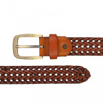 Men Tan Braided Leather Belt