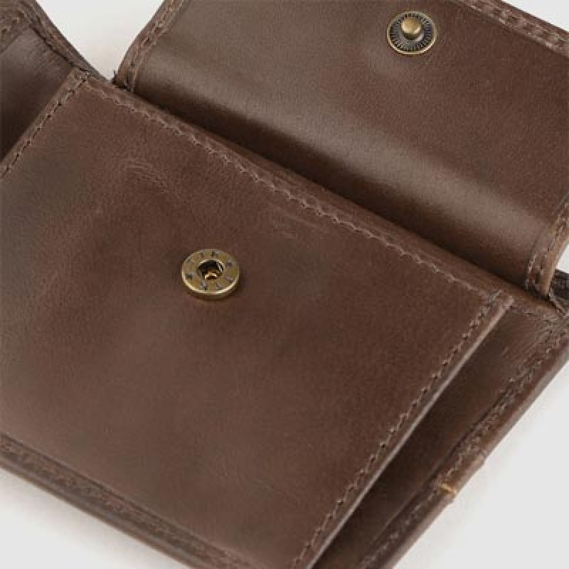 Men Coffee Brown Solid Leather Two Fold Wallet