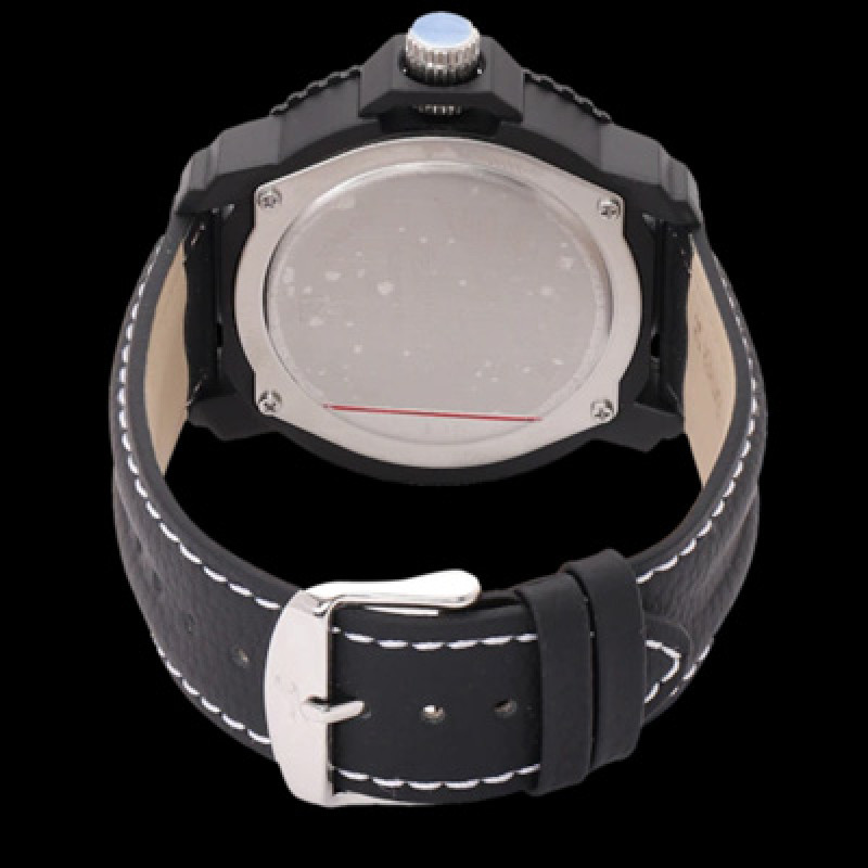 Men Grey Leather Analogue Watch