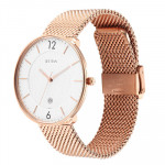 Men Rose Gold-Toned Brass Dial & Stainless Steel Bracelet Style Straps Analogue Watch