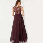 Burgundy Lace Insert Maxi Dress