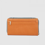 Women Grey & Orange Colourblocked Zip Around Wallet