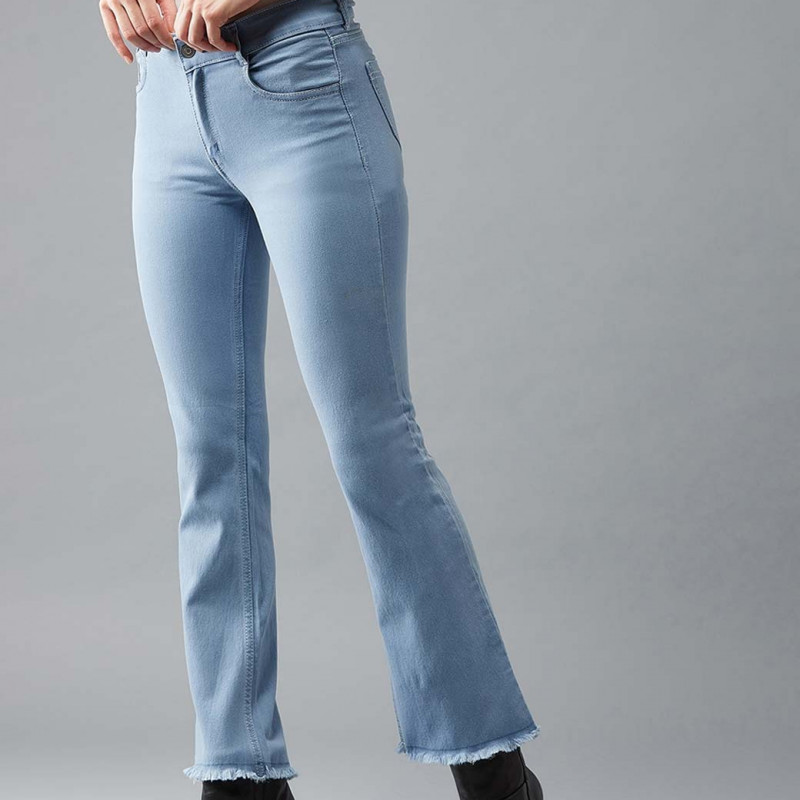 "Women Blue Bootcut High-Rise Clean Look Stretchable Jeans "