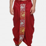 Men Maroon Embroidered Dhotis Pants