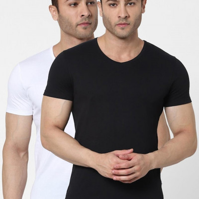 Men Pack Of 2 Solid Lounge T-shirts
