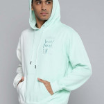 Men Sea Green Embroidered First Pick Basketball Hooded Sweatshirt