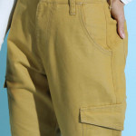 Women Olive Green Jogger Low Distress Jeans