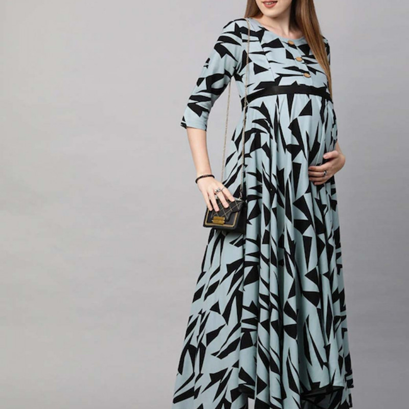Grey & Black Maternity Nursing Maxi Dress