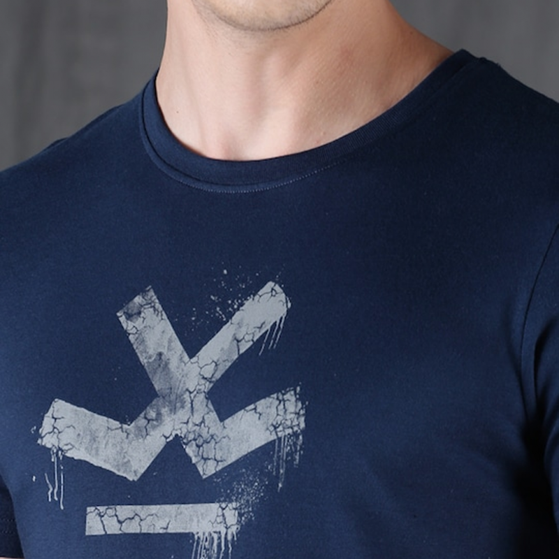 Men Navy Blue Printed T-shirt
