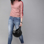 The Lifestyle Co Pink Knitted Top With striped Detail