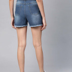 Women Blue Washed High-Rise Pure Cotton Denim Shorts