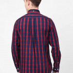 "Men Navy Blue Classic Striped Organic Cotton Casual Shirt "