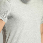 Men Grey Melange Solid Round Neck T-shirt