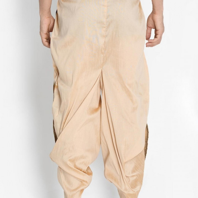 Men Gold-Toned Pleated Solid Dhoti